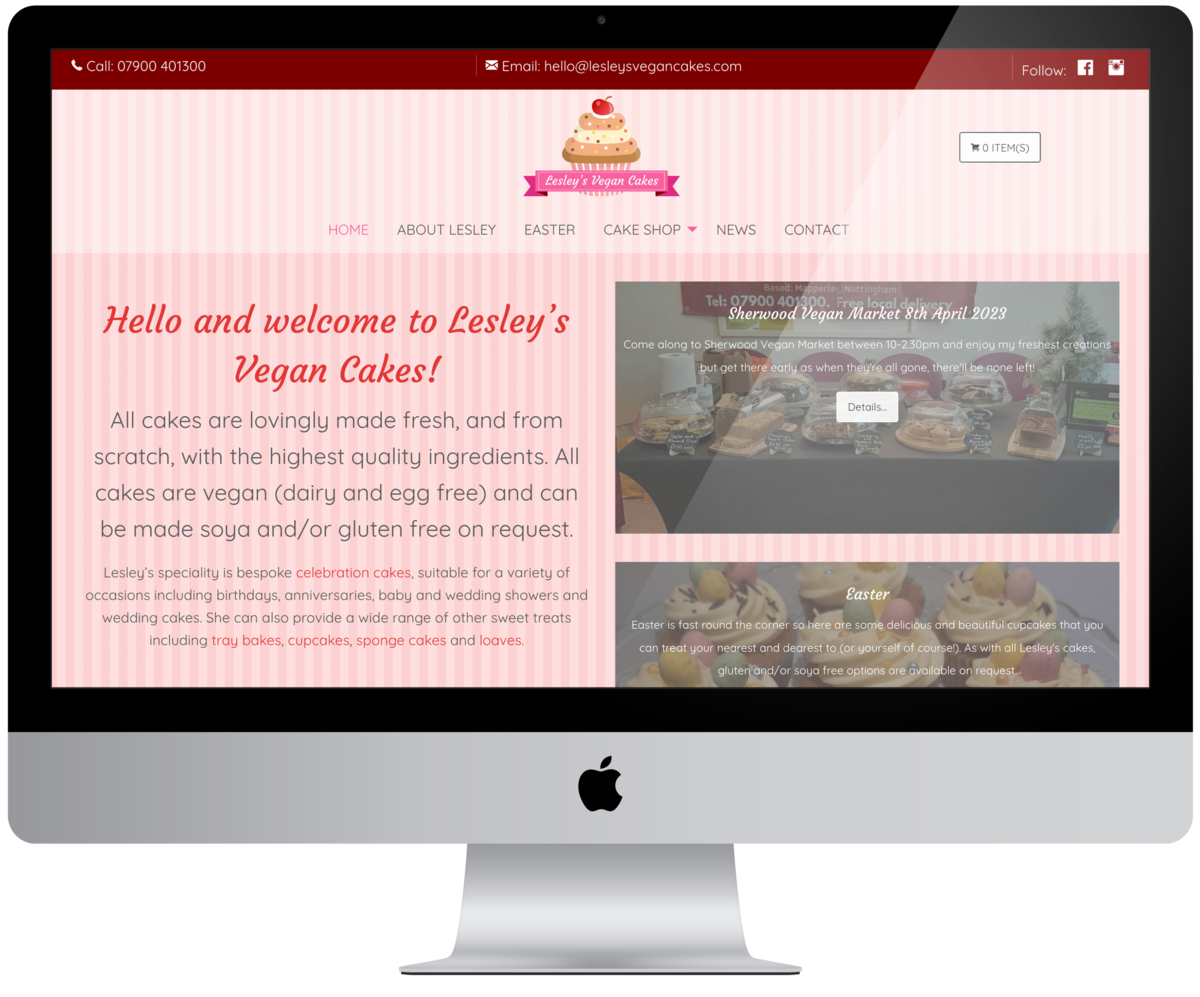 New Website for Lesley's Vegan Cakes