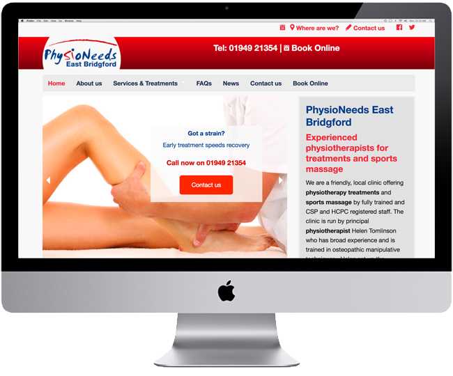 Website for PhysioNeeds East Bridgford