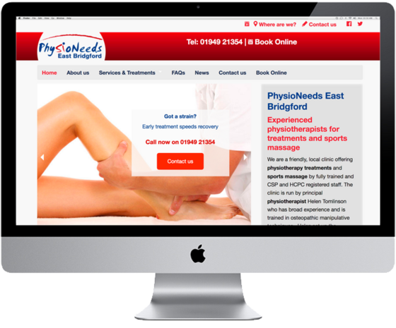 Website for PhysioNeeds East Bridgford