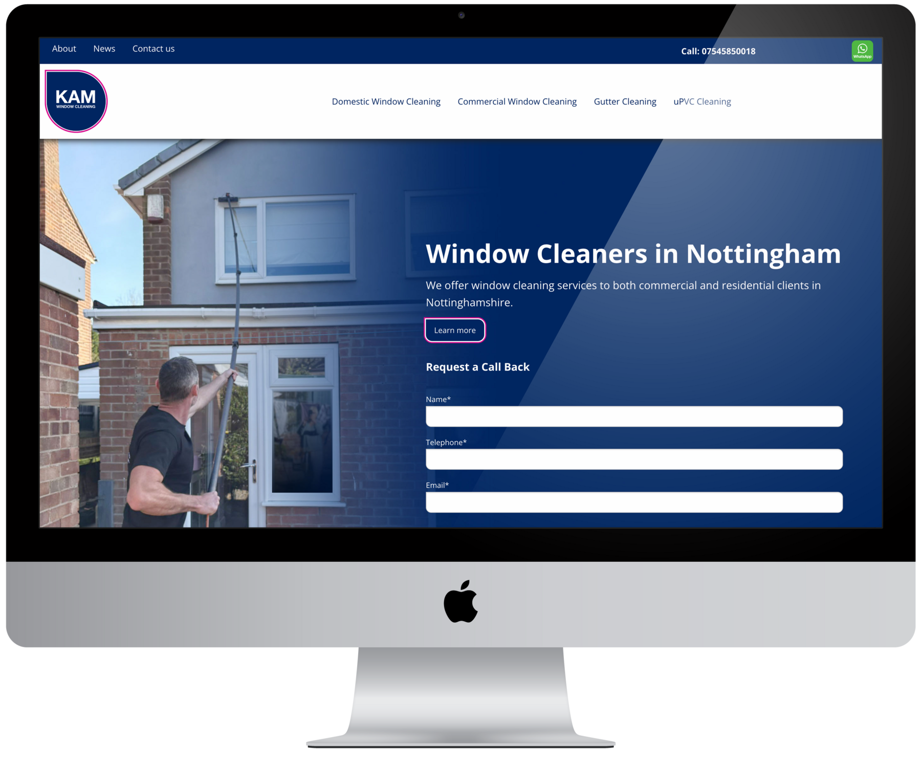 Website Design For KAM Window Cleaning Nottingham